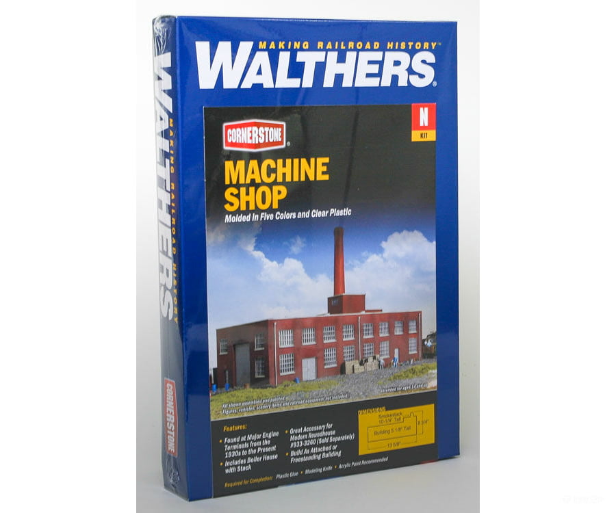 Walthers Cornerstone N 3264 Machine Shop -- Kit - 8-1/8 X 5-1/4 6-1/2 20.6 13.3 16.5Cm Structures