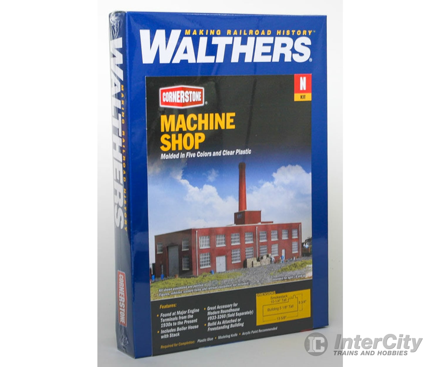 Walthers Cornerstone N 3264 Machine Shop -- Kit - 8-1/8 X 5-1/4 6-1/2 20.6 13.3 16.5Cm Structures