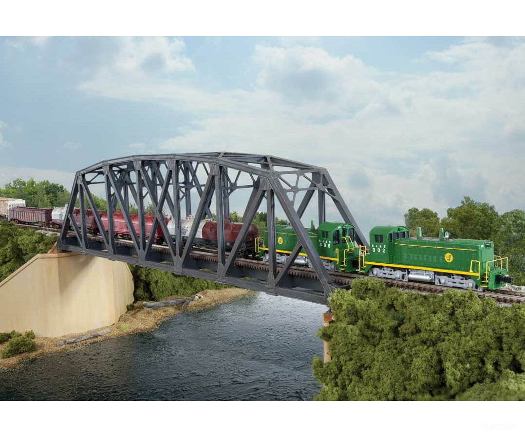 Walthers Cornerstone N 3870 Single-Track Arched Pratt Truss Bridge -- Kit - 14-3/32 X 2 3-1/2 35.7 5