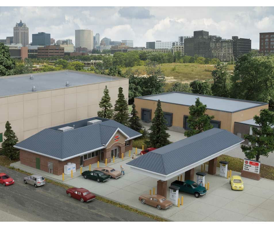 Walthers Cornerstone N 3885 Modern Gas Station -- Kit - Main Building: 5-3/4 X 3-5/8 1-3/4 14.6 9.2