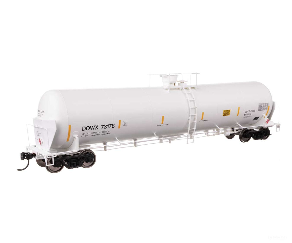 Walthers HO 100766 55’ Trinity Modified 30,145-Gallon Tank Car - Dow Chemical DOWX #73178 - Freight Cars