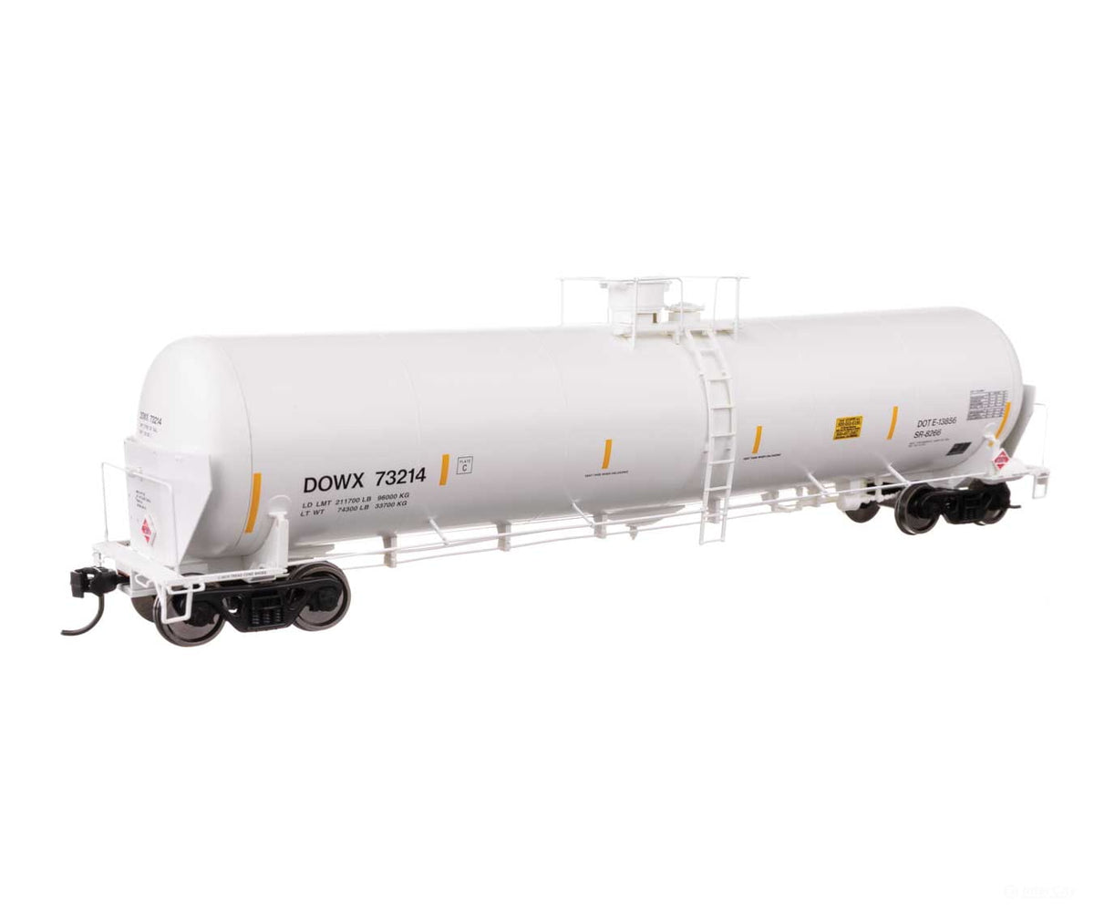 Walthers HO 100767 55’ Trinity Modified 30,145-Gallon Tank Car - Dow Chemical DOWX #73214 - Freight Cars