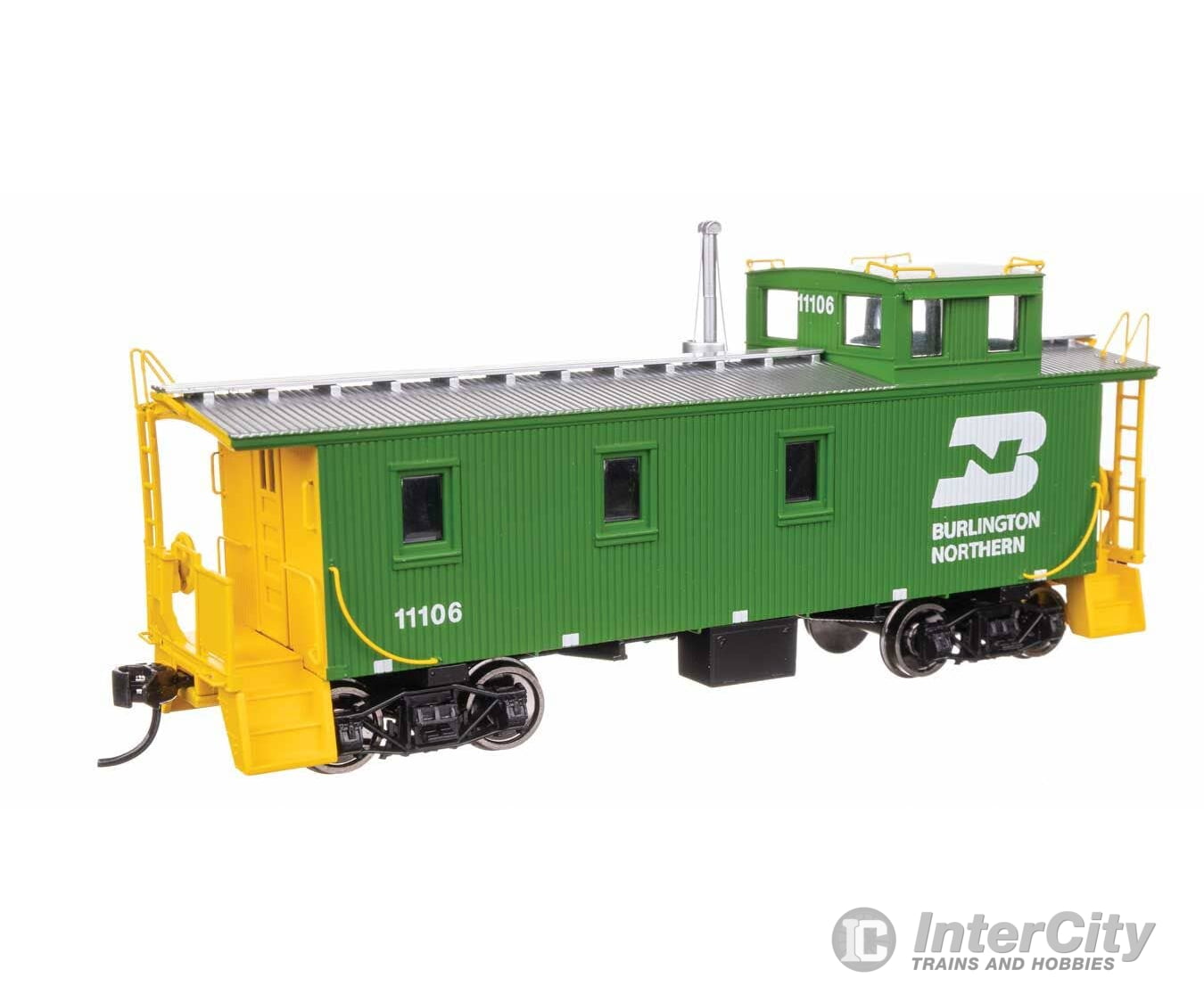 Walthers HO 103256 30’ GTW Style Wood Caboose with Offset Coupola - Ready To Run - Burlington Northern #11106 Freight