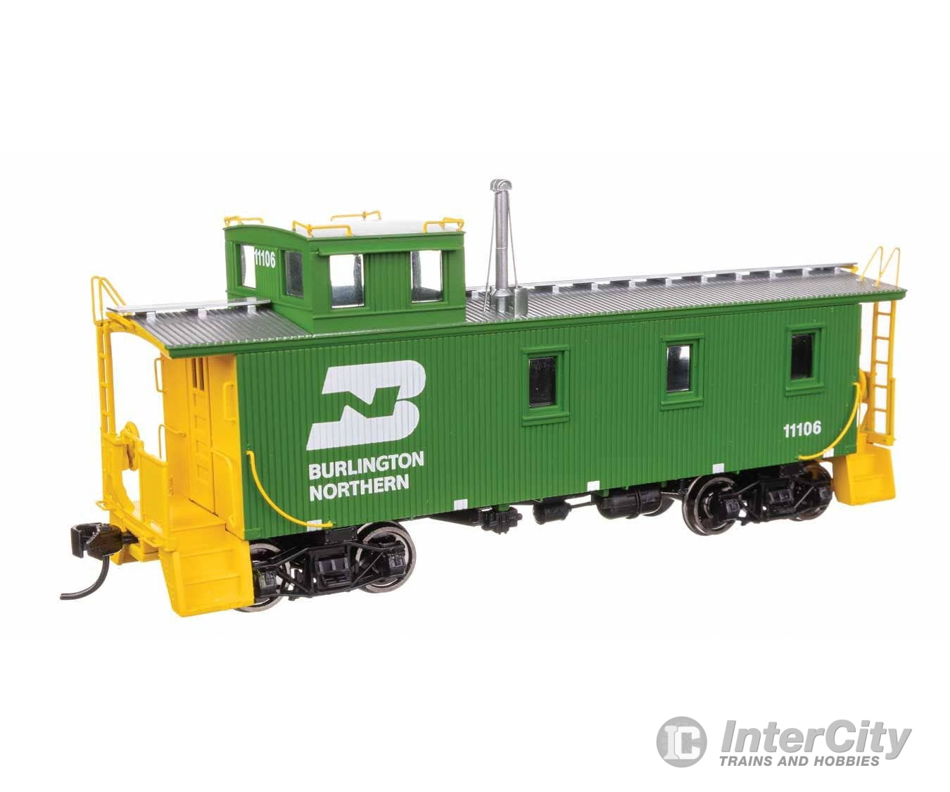 Walthers HO 103256 30’ GTW Style Wood Caboose with Offset Coupola - Ready To Run - Burlington Northern #11106 Freight