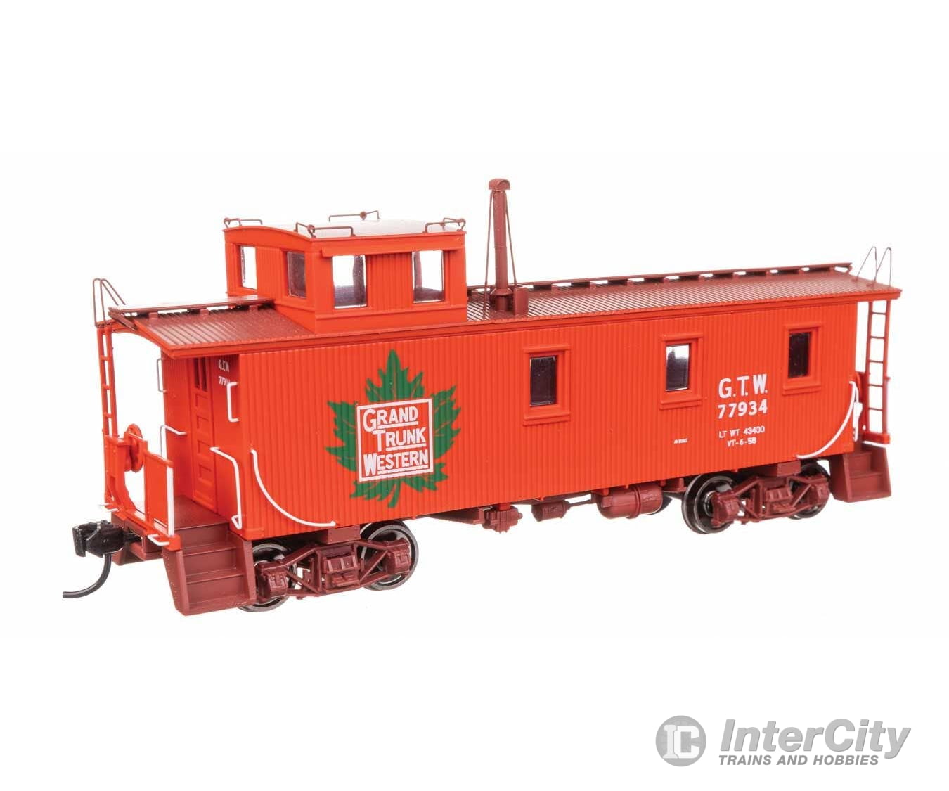 Walthers HO 103261 30’ GTW Style Wood Caboose with Offset Coupola - Ready To Run - Grand Trunk Western (Early) #77934