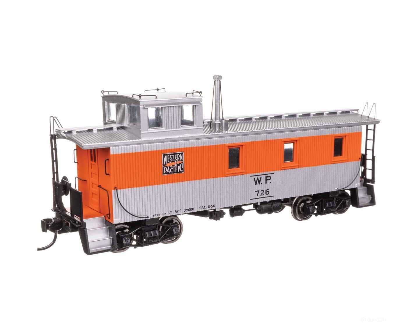 Walthers HO 103265 30’ GTW Style Wood Caboose with Offset Coupola - Ready To Run - Western Pacific(TM) #726 Freight Cars