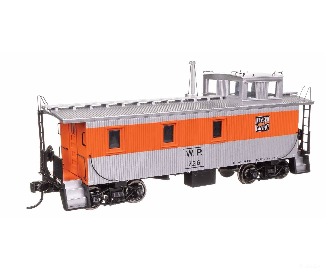Walthers HO 103265 30’ GTW Style Wood Caboose with Offset Coupola - Ready To Run - Western Pacific(TM) #726 Freight Cars