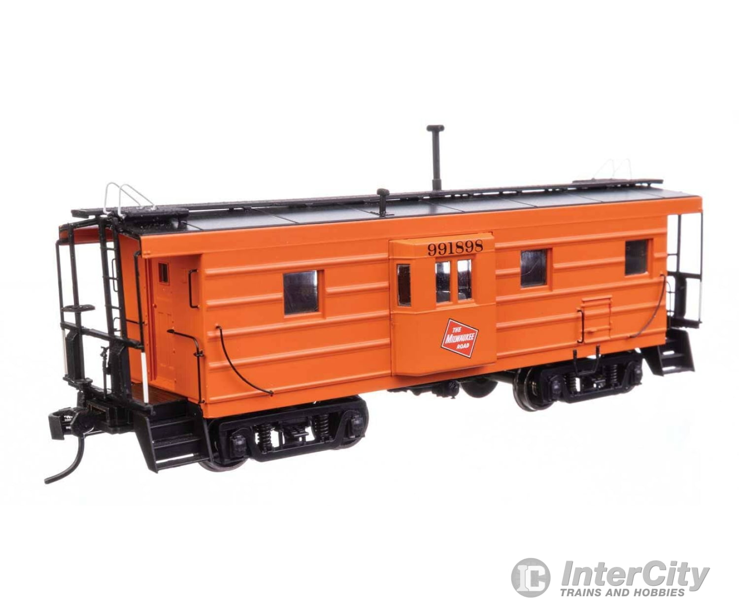 Walthers HO 103656 Milwaukee Road Rib Sided Caboose - Milwaukee Road #991898 (orange black; oil stove) Freight Cars
