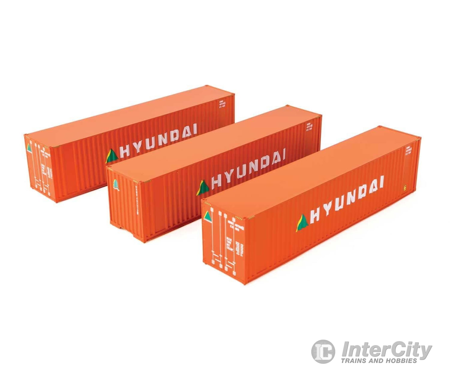 Walthers HO 18203 40’ Flat Panel Container - 3-Pack - Hyundai Freight Loads & Containers