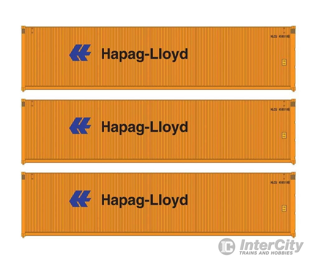 Walthers HO 18252 40’ Fully Corrugated Container - 3-Pack - HAPAG-LIOYD Freight Loads & Containers