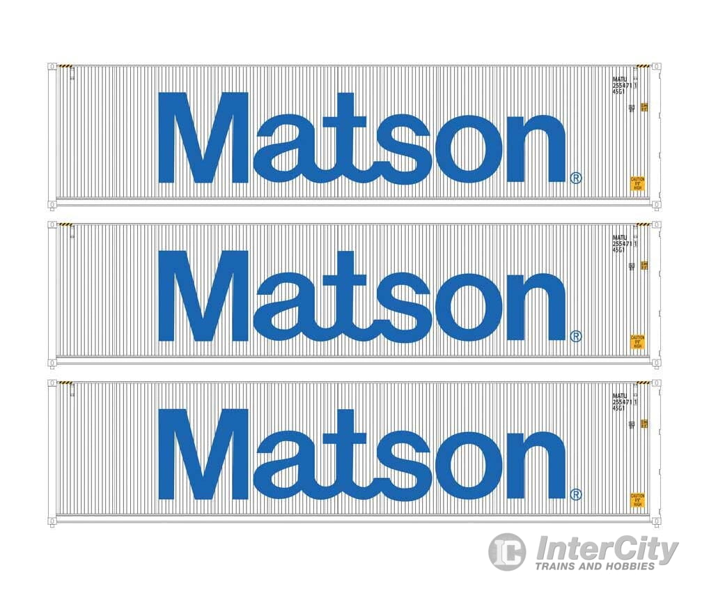 Walthers HO 18253 40’ Fully Corrugated Container - 3-Pack - Matson Freight Loads & Containers