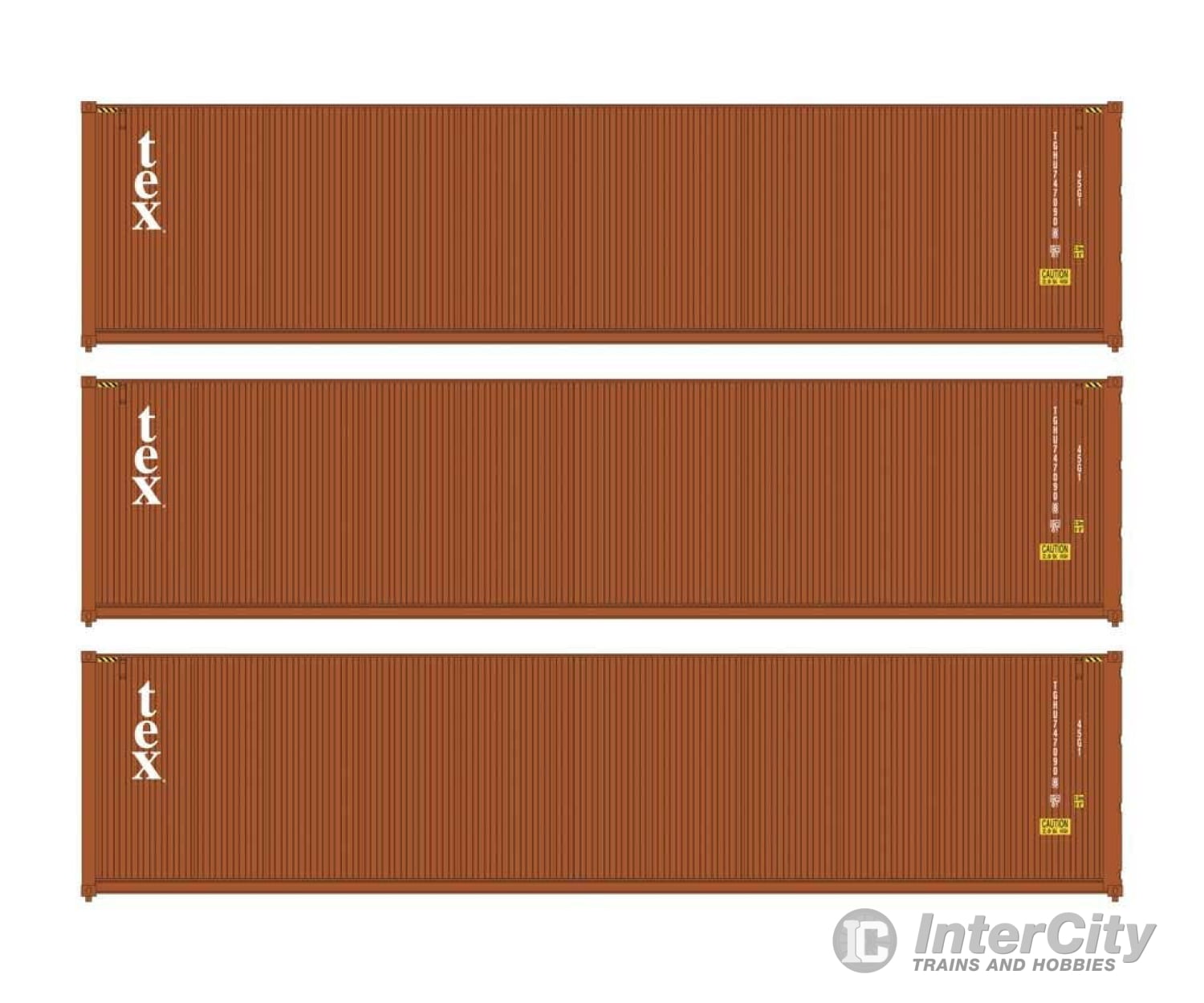 Walthers HO 18255 40’ Fully Corrugated Container - 3-Pack - TEX Freight Loads & Containers