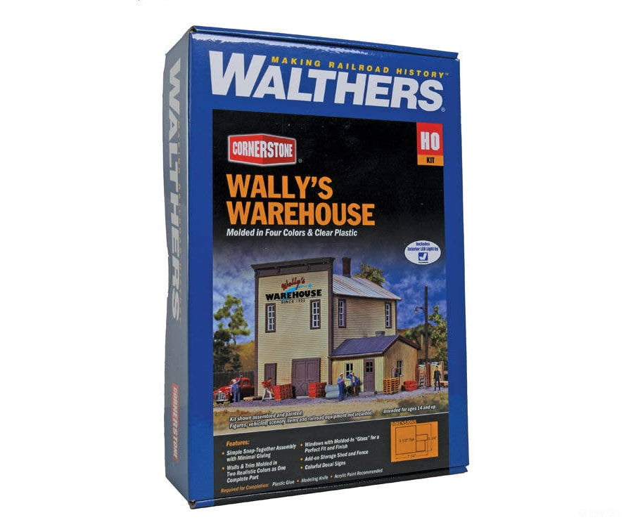 Walthers HO 3654 Wally’s Warehouse - Main Building - Kit - 5-3/4 x 5 x 5-1/2’’ 14.3 x 12.5 x 13.7cm - Structures