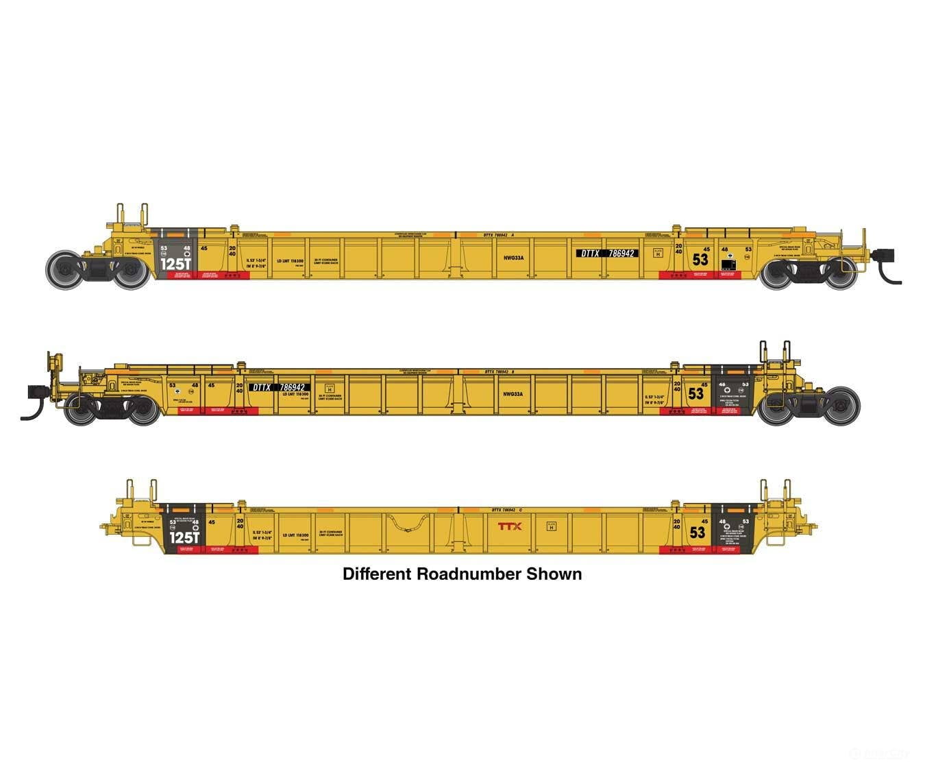 Walthers HO 55830 NSC Articulated 3-Unit 53’ Well Car - TTX #786993 Freight Cars