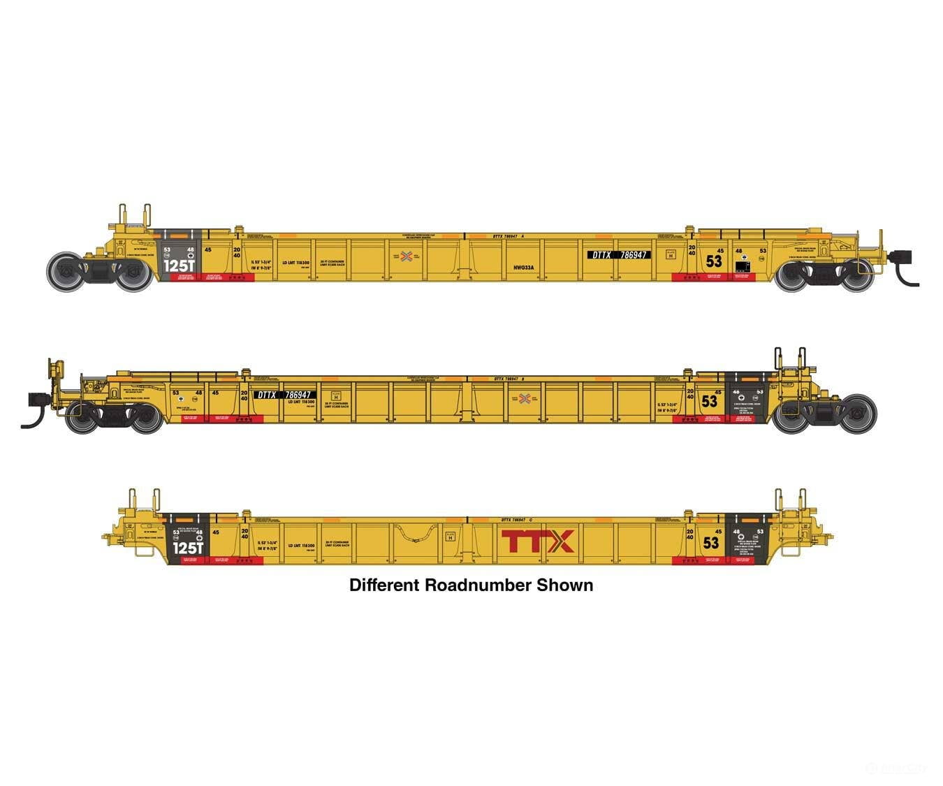 Walthers HO 55833 NSC Articulated 3-Unit 53’ Well Car - TTX #786996 Freight Cars