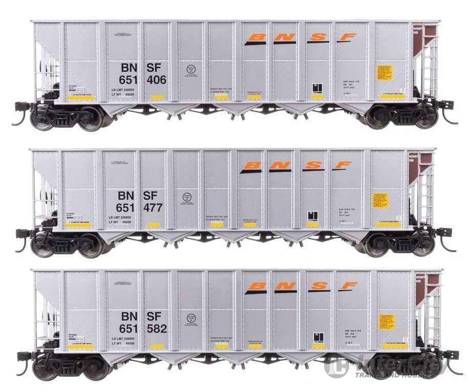 Walthers HO 56869 50’ RD-4 Hopper 3-Pack - BNSF #651406 651477 651582 Freight Cars