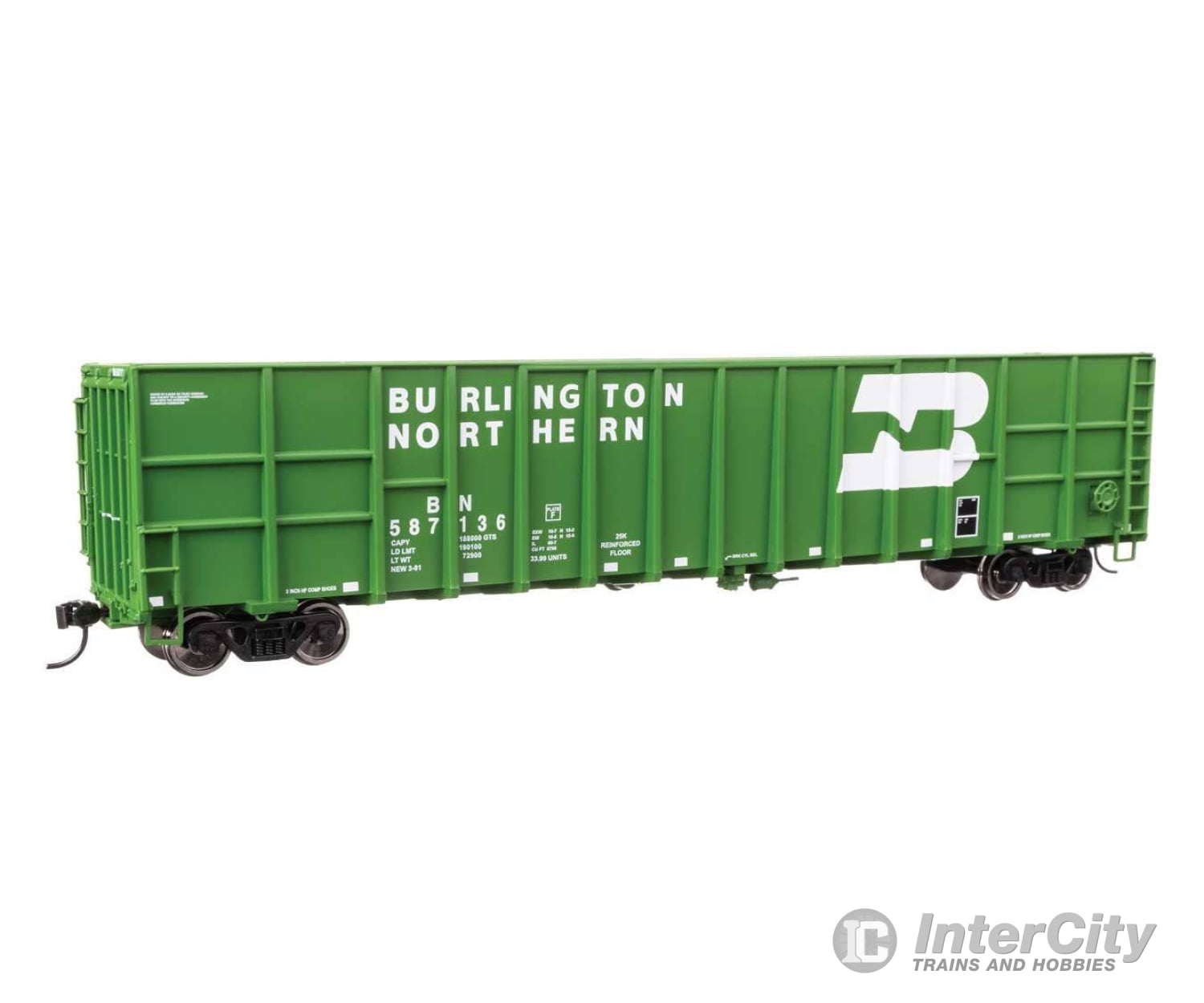 Walthers HO 6105 61’ Wood Chip Gondola - Ready To Run - Burlington Northern #587136 Freight Cars