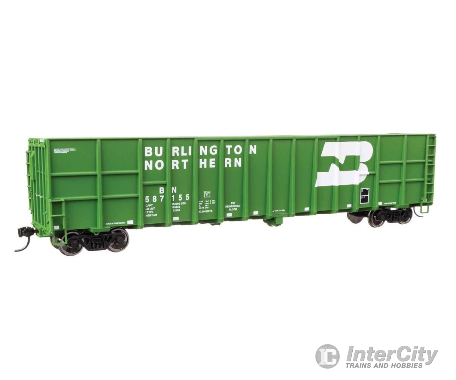 Walthers HO 6107 61’ Wood Chip Gondola - Ready To Run - Burlington Northern #587155 Freight Cars