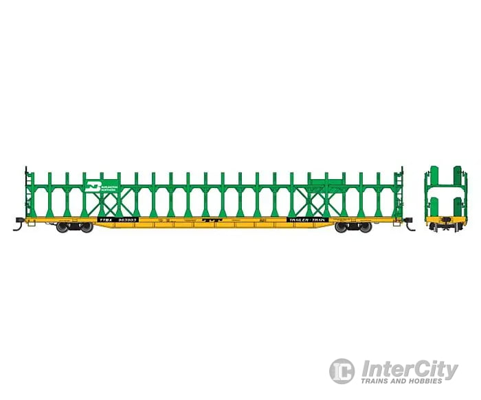Walthers Ho 910-8029 89’ Flatcar W/Bi-Level Open Auto Rack - Ready To Run Burlington Northern