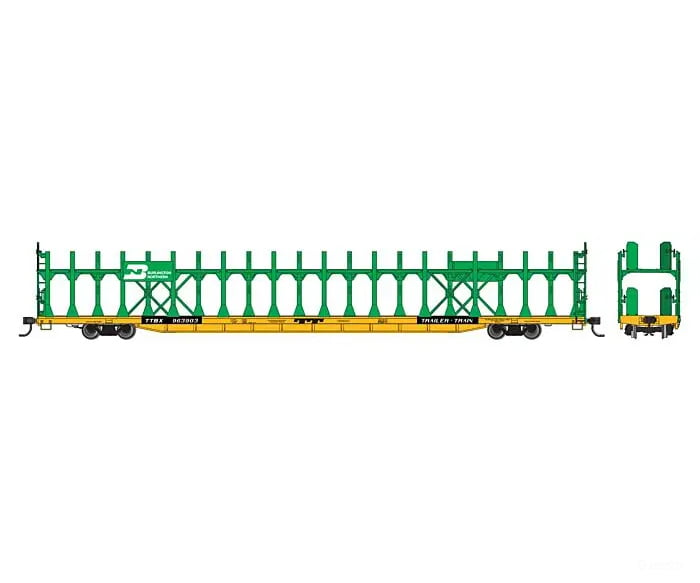 Walthers Ho 910-8029 89’ Flatcar W/Bi-Level Open Auto Rack - Ready To Run Burlington Northern
