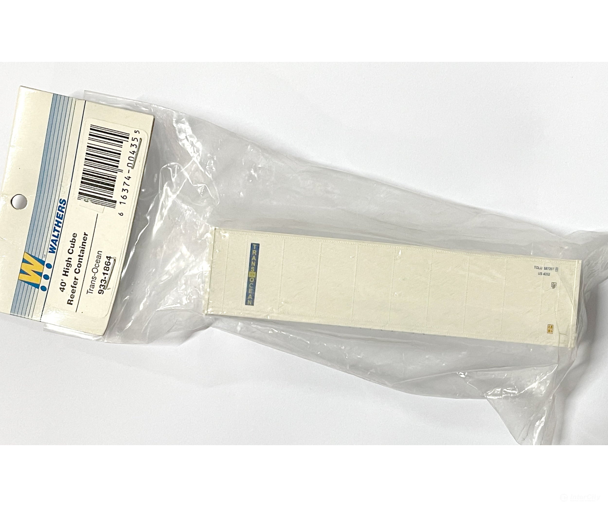 Walthers HO 933-1864 40’ Reefer Container - Assembled - Trans-Ocean (white blue yellow) - Freight Loads & Containers