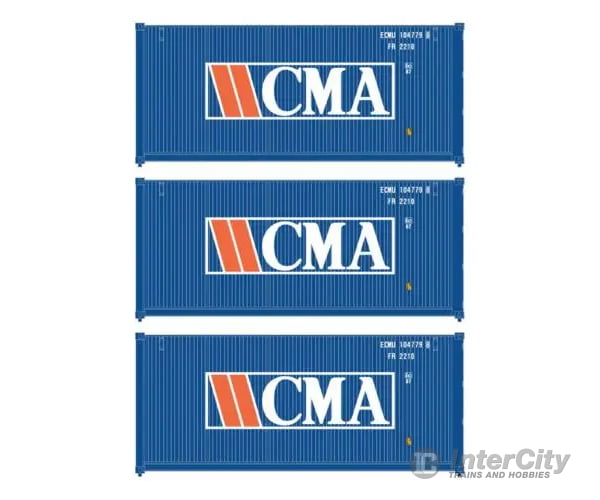 Walthers HO 949-18050 20’ Fully Corrugated Container - 3-Pack - CMA (Older Version) Freight Cars
