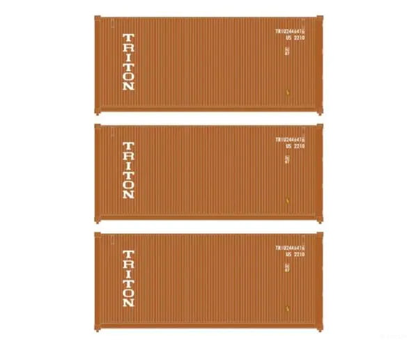 Walthers HO 949-18055 20’ Fully Corrugated Container - 3-Pack - Triton Freight Cars