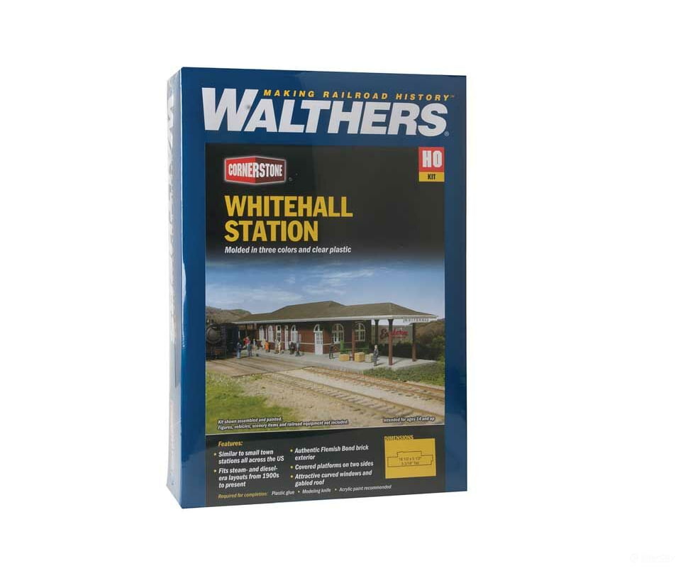 Walthers Cornerstone 2932 Whitehall Station - Kit -- 18-1/2 X 5-1/2 3-3/16’ 46.9 13.9 8Cm Structures