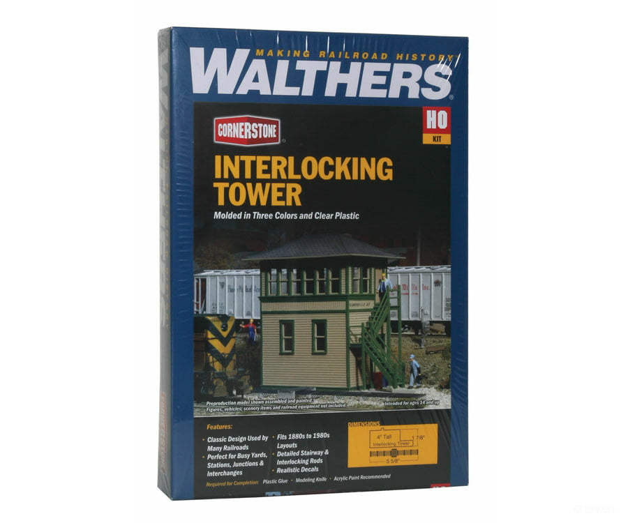 Walthers Cornerstone 3071 Interlocking Tower -- Kit - 5 X 1-7/8 4’ 12.7 4.8 10.2Cm Structures