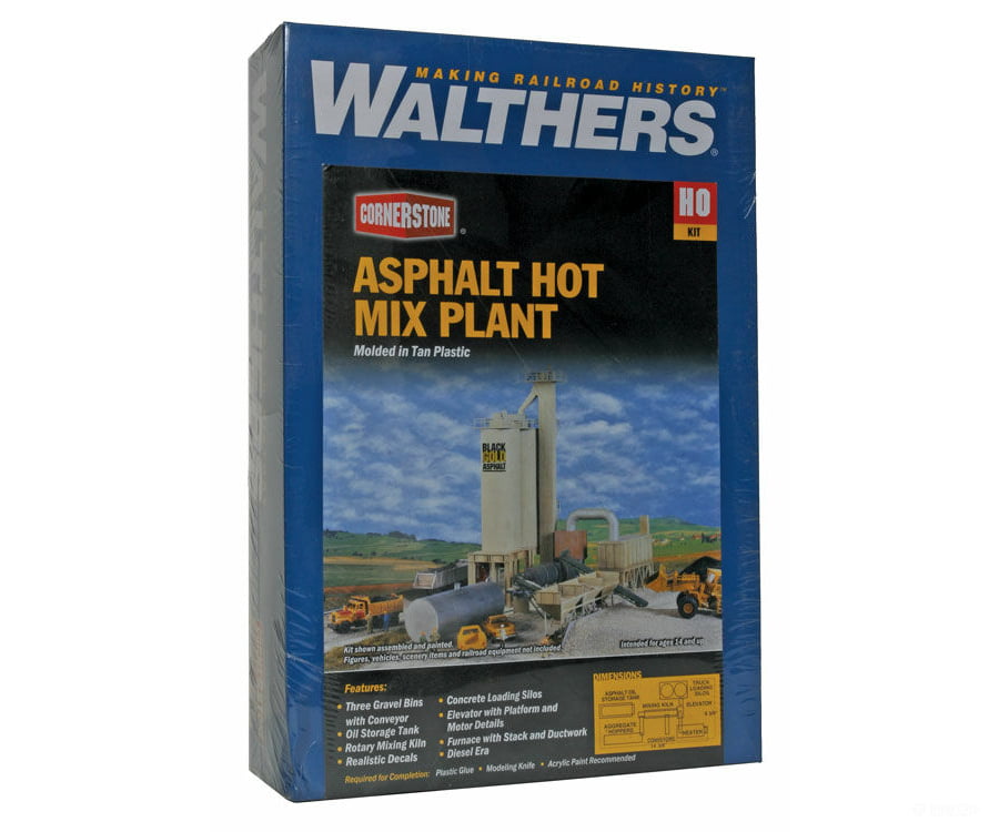 Walthers Cornerstone 3085 Black Gold Asphalt Hot Mix Plant -- Kit - 9-3/4 X 14-1/8 10-1/2’ 24.3
