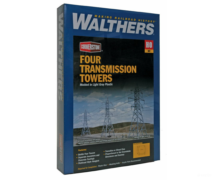 Walthers Cornerstone 3121 High-Voltage Transmission Tower -- Pkg(4) - Kit 2-1/2 X 9-3/8’ 6.4