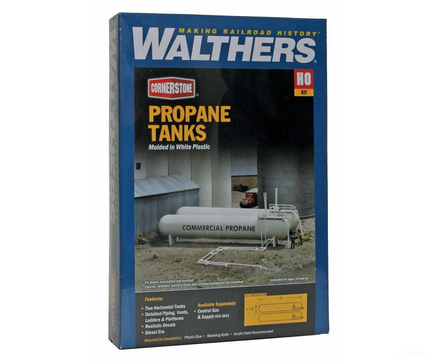Walthers Cornerstone 3129 Propane Tanks -- Kit - Each: 9 X 1-1/2’ 22.8 3.8Cm Pkg(2) Scenery Details