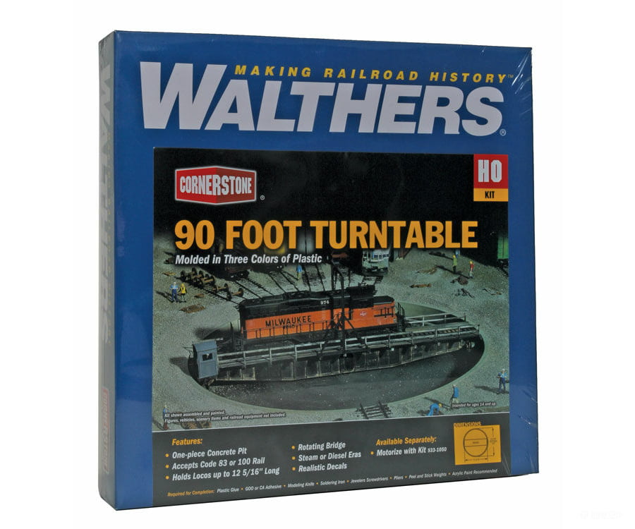 Walthers Cornerstone 3171 90’ Turntable -- Kit - Pit Diameter: 13-3/16’ 33Cm; Bridge Holds Loco
