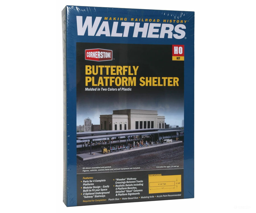 Walthers Cornerstone 3175 Butterfly Style Station Platform Shelter -- Kit - Pkg(4) Each Section: 11