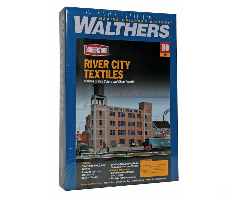 Walthers Cornerstone 3178 River City Textiles Background Building -- Kit - 12-7/8 X 2-3/8 11-1/8’