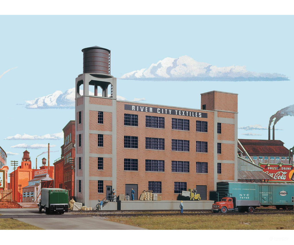Walthers Cornerstone 3178 River City Textiles Background Building -- Kit - 12-7/8 X 2-3/8 11-1/8’