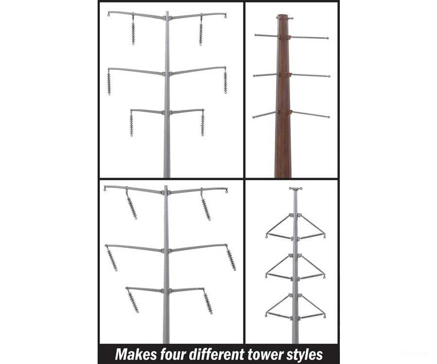 Walthers Cornerstone 3343 Modern High Voltage Transmission Towers - Kit -- Each Pole Stands