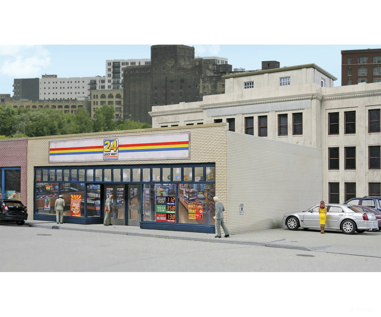 Walthers Cornerstone 3477 24-Seven Quick Mart -- Kit - 7-1/8 X 5-3/8 2-5/8’ 18 13.6 6.6Cm Structures