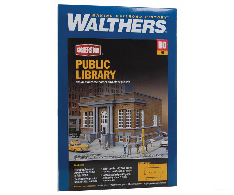 Walthers Cornerstone 3493 Public Library -- Kit - 8-1/2 X 6-1/2 4-3/4’ 21.5 16.5 12Cm Structures