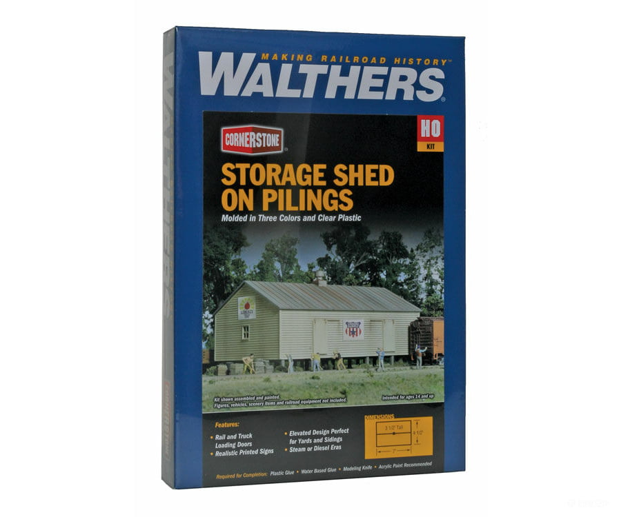 Walthers Cornerstone 3529 Storage Shed On Pilings -- Kit - 4-1/2 X 7 3-1/2’ 11.4 8.9Cm Structures