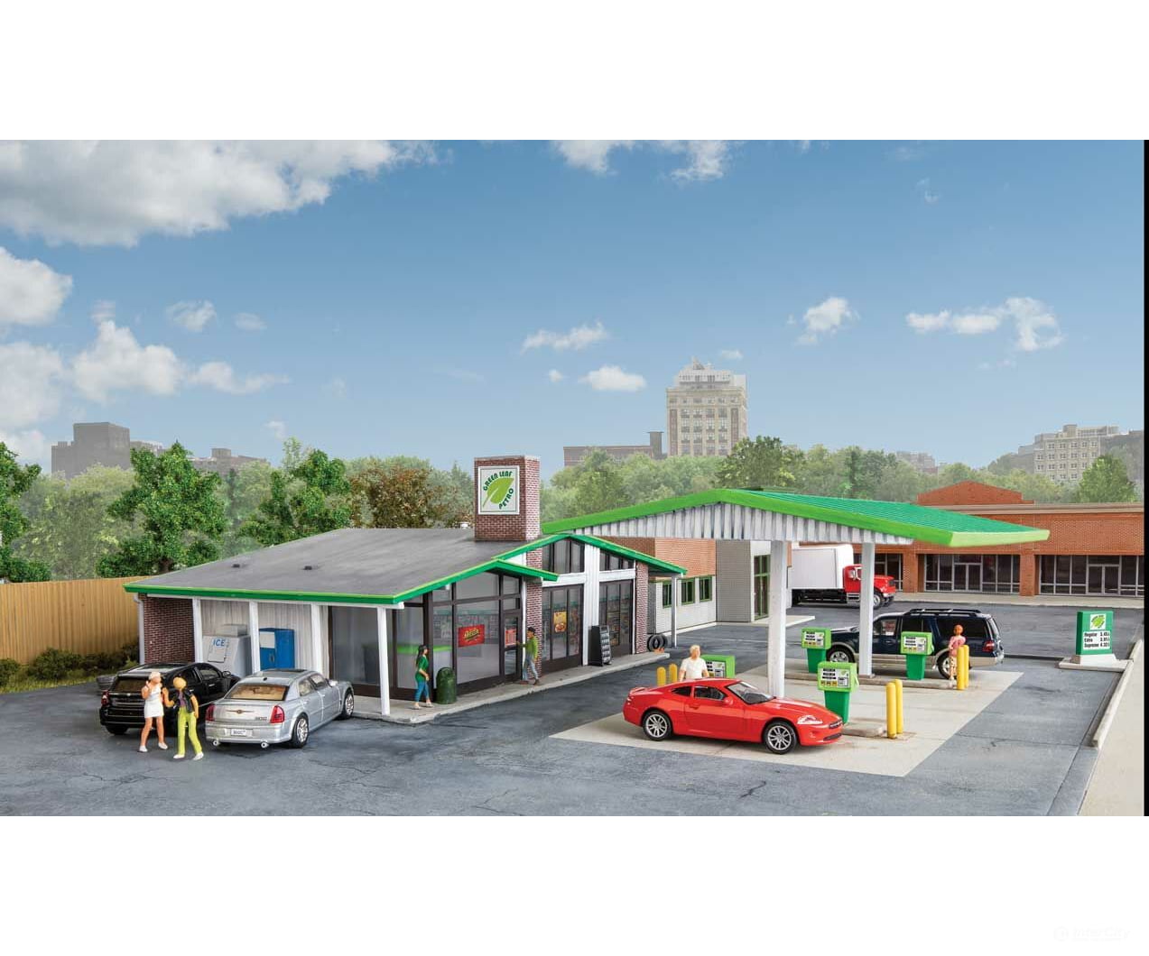Walthers Cornerstone 3542 Modernized Gas Station -- Kit - Main Building: 10-1/2 X 9 3-3/16’ 26.6