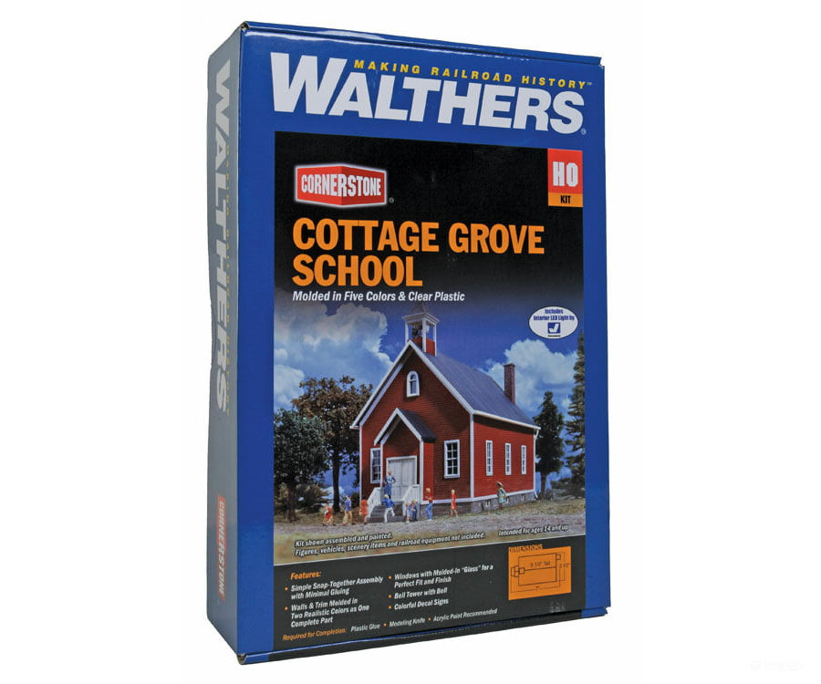 Walthers Cornerstone 3656 Cottage Grove School -- Kit - 7 X 3-1/2 5-1/2’ 17.5 8.7 14Cm Structures