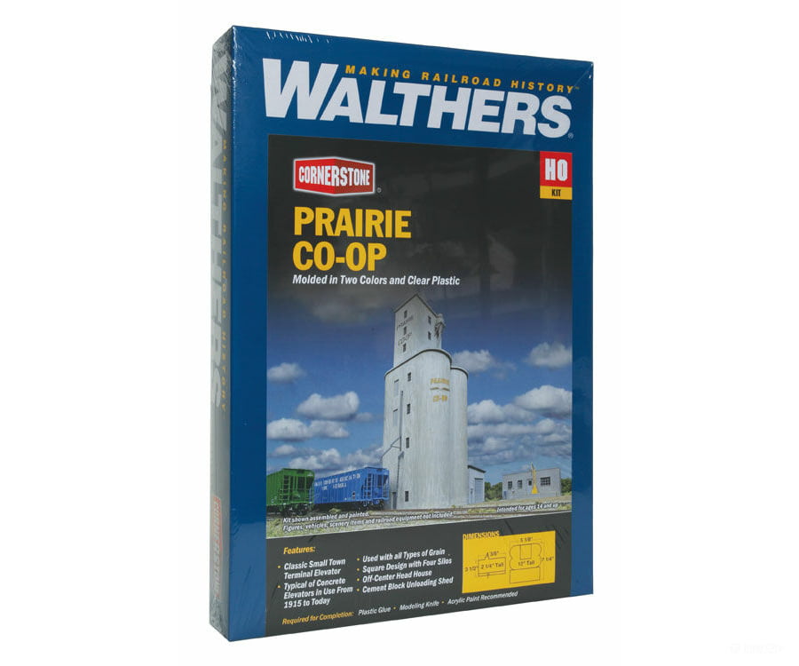 Walthers Cornerstone 4047 Prairie Co-Op Elevator -- Kit - 5-1/8 X 7-1/4 12’ 13 18.4 30.4Cm