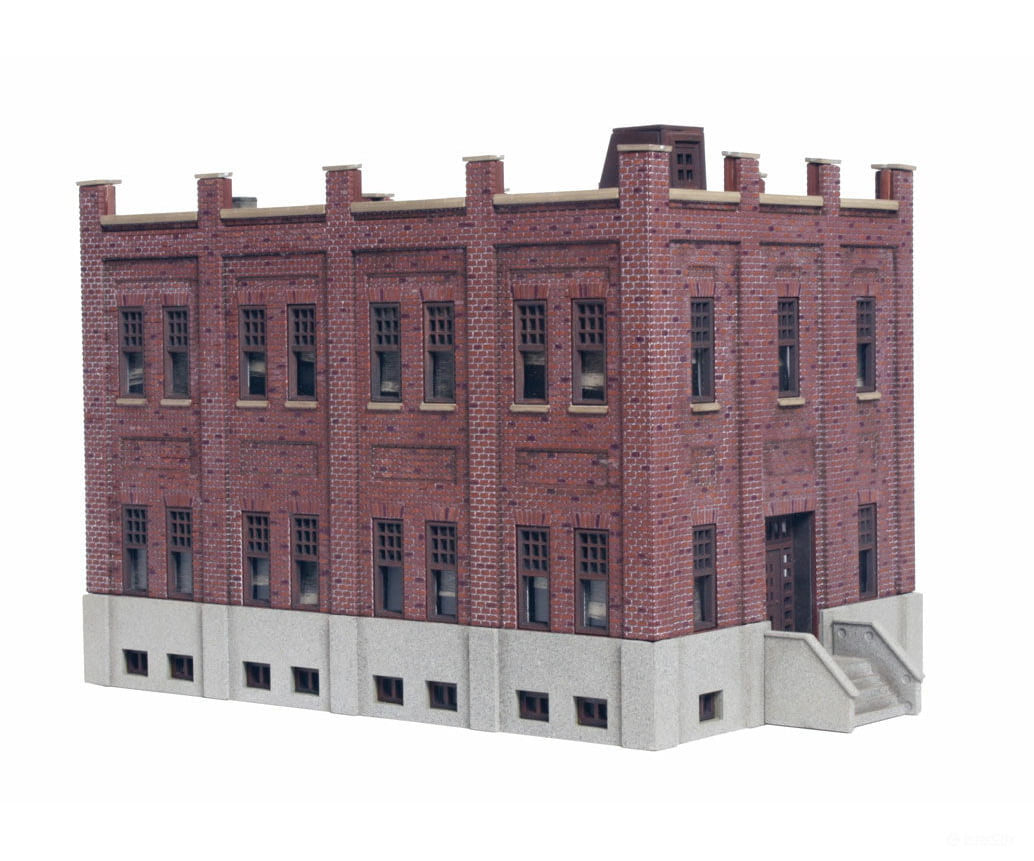 Walthers Cornerstone 4050 Brick Office Building -- Kit - 7-11/16 X 5-1/4 5’ 19.5 13.3 12.7Cm
