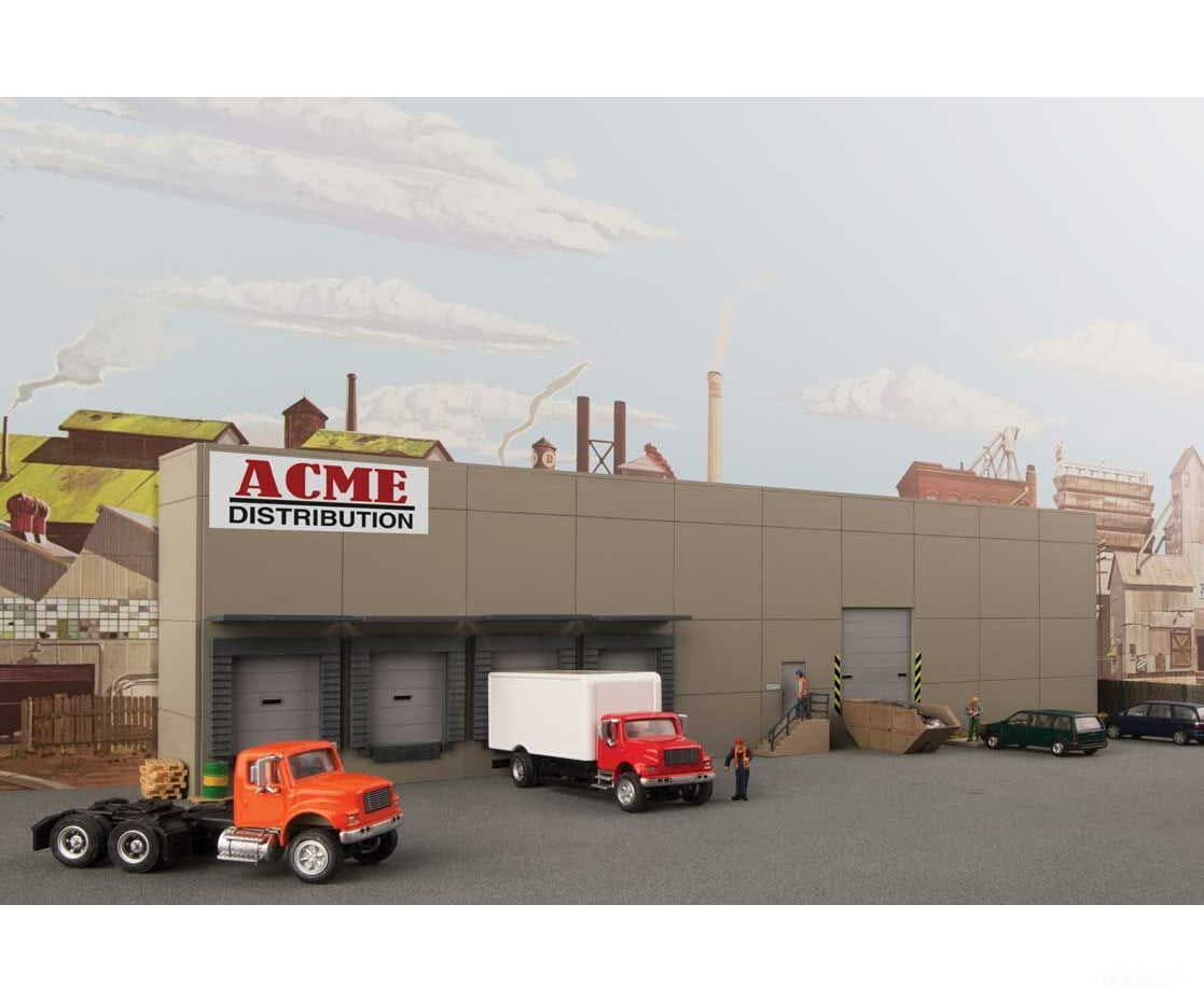 Walthers Cornerstone 4071 Modern Concrete Warehouse Background Building -- Kit - Each: 16-5/8 X
