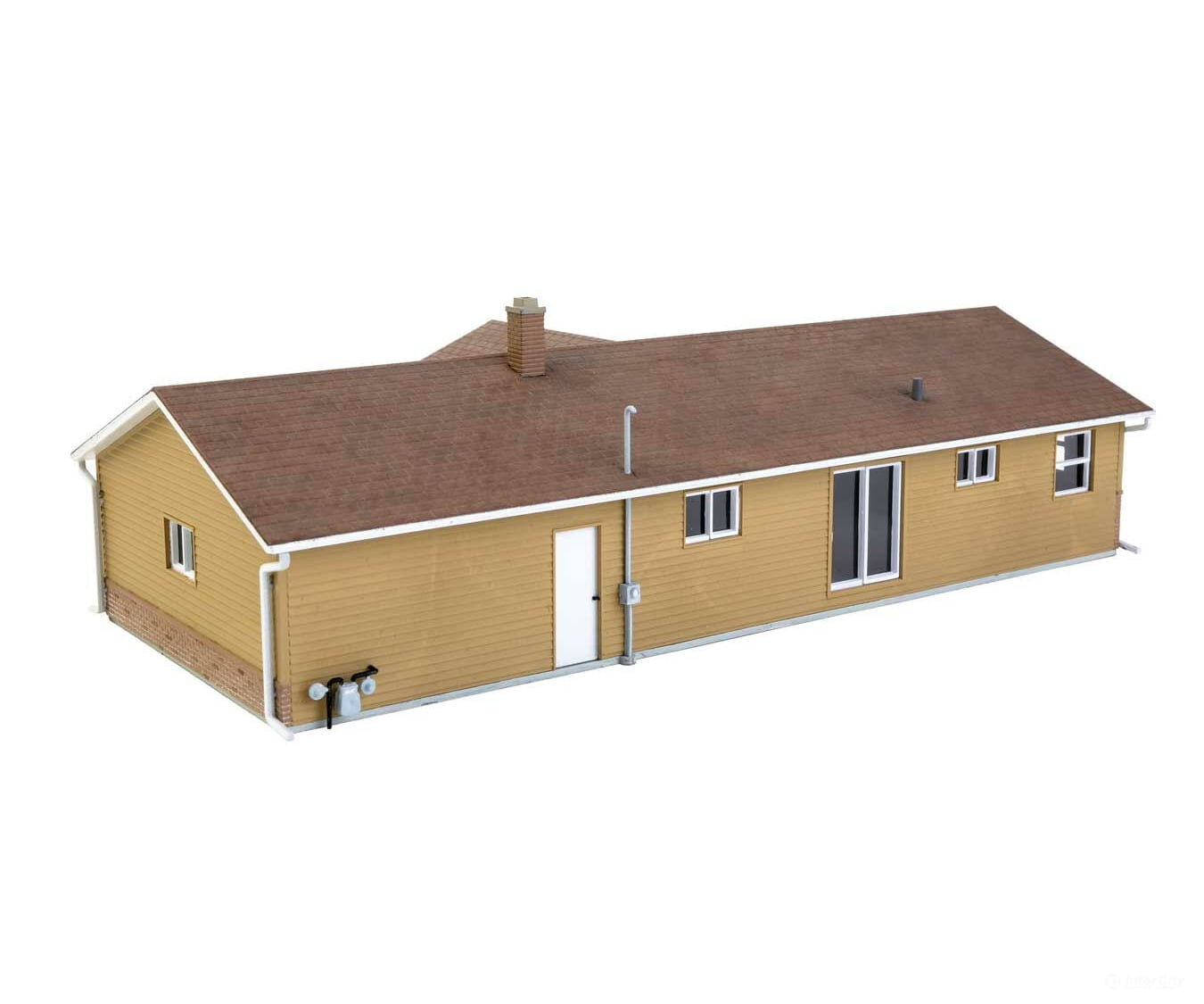 Walthers Cornerstone 4155 Ranch House With Attached 2-Car Garage -- Kit - 7-3/4 X 4-3/16 2-3/8’