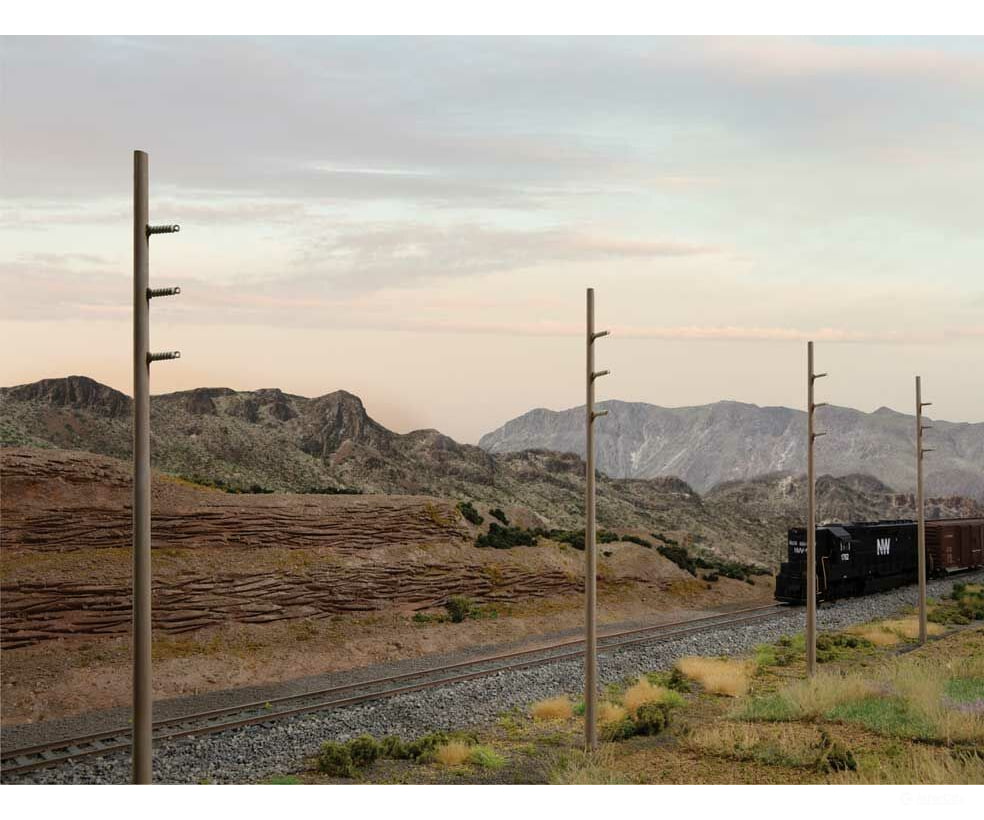 Walthers Cornerstone 4173 Intermediate Height Utility Poles (Wood) Pkg(12) -- Kit - Each 6-1/4’