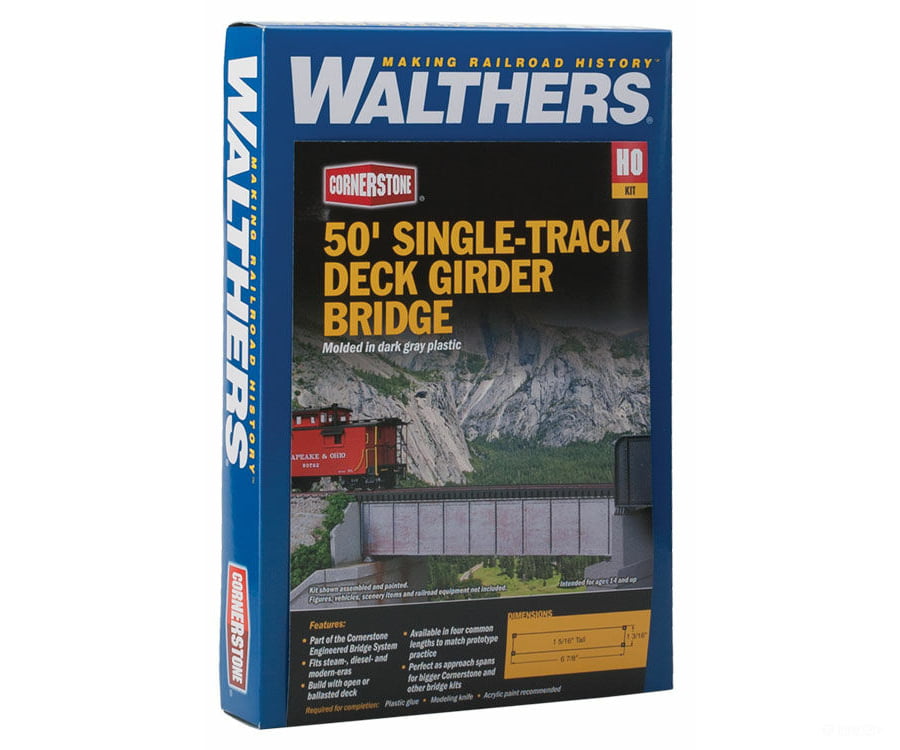 Walthers Cornerstone 4506 50 Single-Track Railroad Deck Girder Bridge -- Kit 6-7/8 X 1-3/16 17.4 3.0