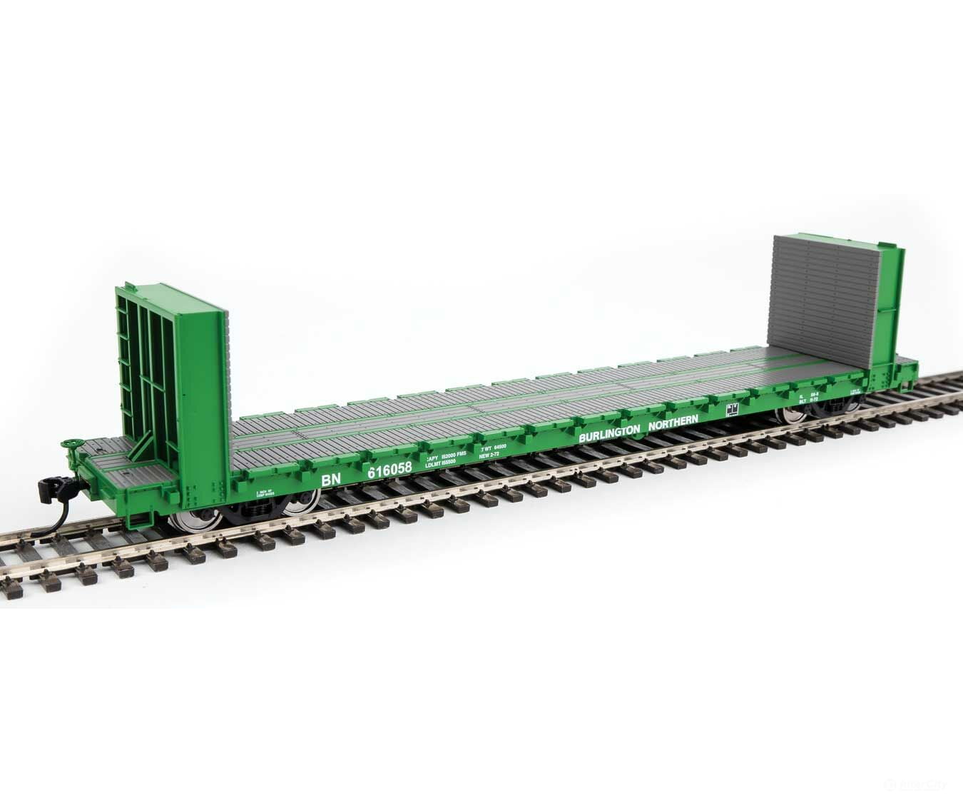 Walthers Mainline 5863 60 Pullman-Standard Bulkhead Flatcar (48 Il) - Ready To Run -- Burlington