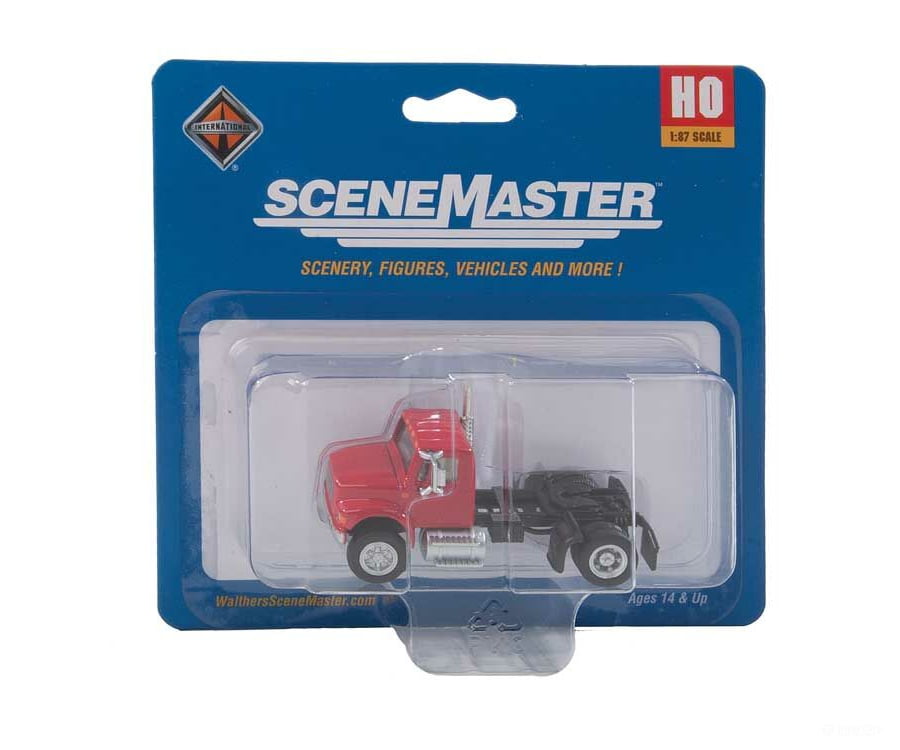 Walthers Scenemaster 11191 International(R) 4900 Single-Axle Semi Tractor Only - Assembled -- Red